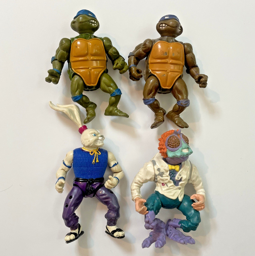 VTG 80s Teenage Mutant Ninja Turtles Figures TMNT Lot of 4 Don Leo Usagi Baxter